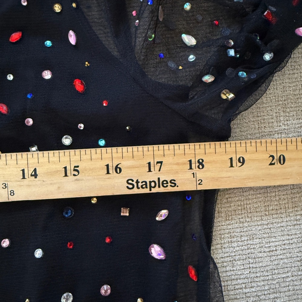 Gorman Womens Dark Fairy Mesh Grunge Rhinestone‎ Dress Midi Size 12 Whimsical - Picture 11 of 14